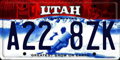 UT license plate A228ZK