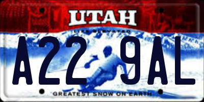 UT license plate A229AL