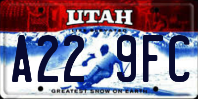 UT license plate A229FC