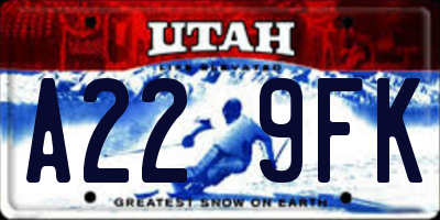 UT license plate A229FK
