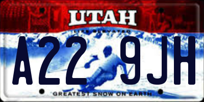 UT license plate A229JH