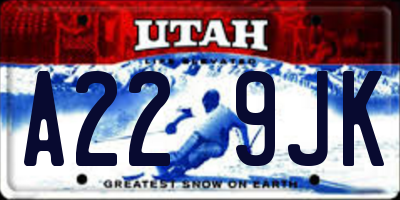 UT license plate A229JK