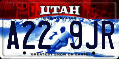 UT license plate A229JR
