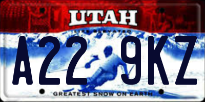 UT license plate A229KZ