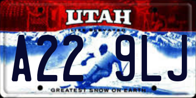 UT license plate A229LJ