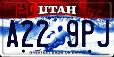 UT license plate A229PJ