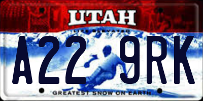 UT license plate A229RK