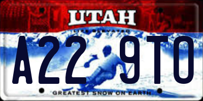 UT license plate A229TO