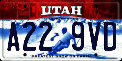 UT license plate A229VD