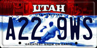 UT license plate A229WS