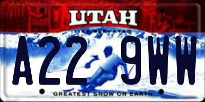 UT license plate A229WW