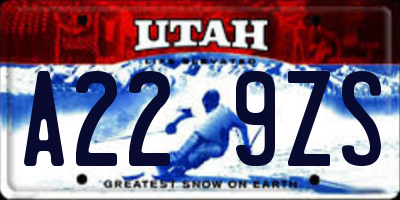 UT license plate A229ZS