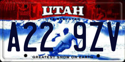 UT license plate A229ZV