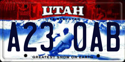 UT license plate A230AB