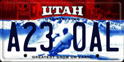 UT license plate A230AL