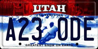 UT license plate A230DE
