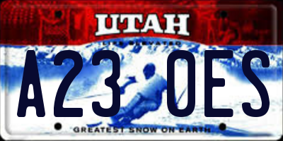 UT license plate A230ES