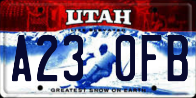 UT license plate A230FB