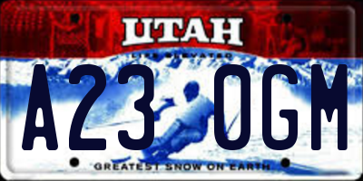 UT license plate A230GM