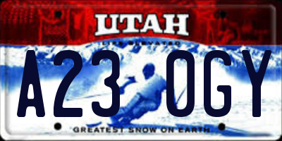 UT license plate A230GY