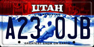 UT license plate A230JB