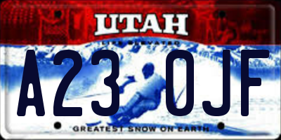 UT license plate A230JF