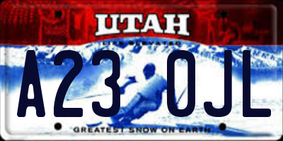 UT license plate A230JL