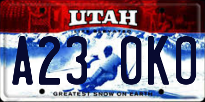 UT license plate A230KO
