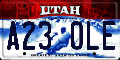 UT license plate A230LE