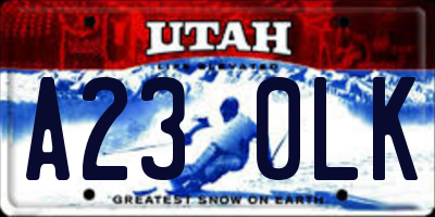 UT license plate A230LK