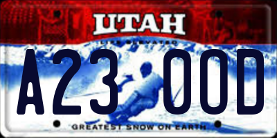 UT license plate A230OD