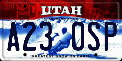 UT license plate A230SP