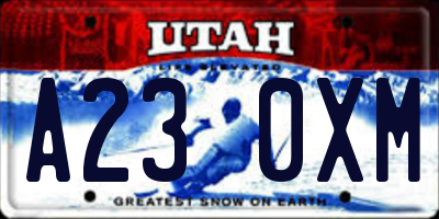 UT license plate A230XM