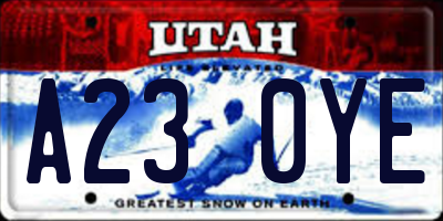 UT license plate A230YE