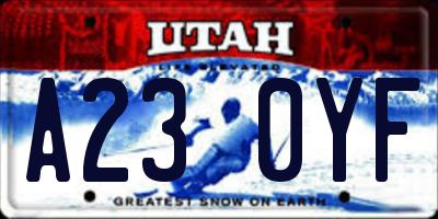 UT license plate A230YF