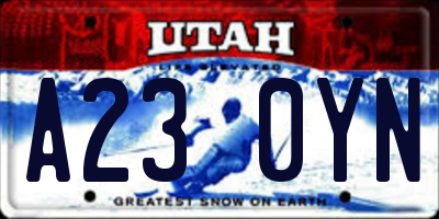 UT license plate A230YN