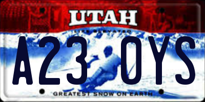 UT license plate A230YS
