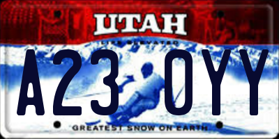 UT license plate A230YY