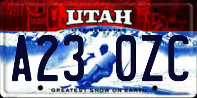 UT license plate A230ZC