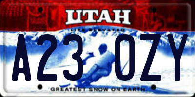 UT license plate A230ZY
