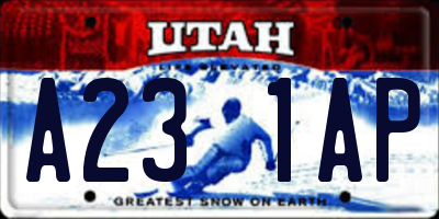 UT license plate A231AP