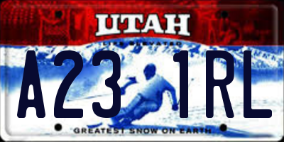 UT license plate A231RL
