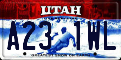 UT license plate A231WL