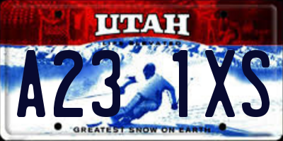 UT license plate A231XS