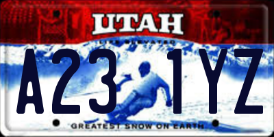 UT license plate A231YZ