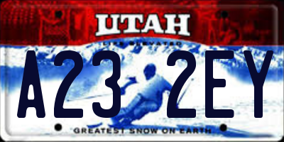 UT license plate A232EY