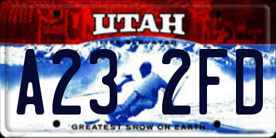 UT license plate A232FD