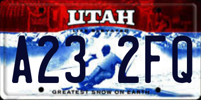 UT license plate A232FQ
