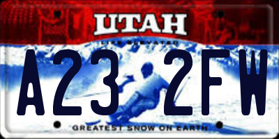 UT license plate A232FW