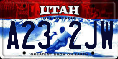 UT license plate A232JW